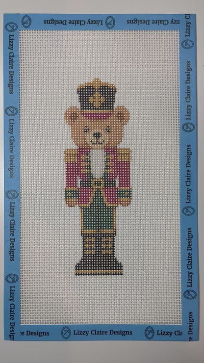 Lizzy Claire's Happy Neighborhood Teddybear Nutcracker - 13 mesh - 6 x 10 - Needlepoint Canvas
