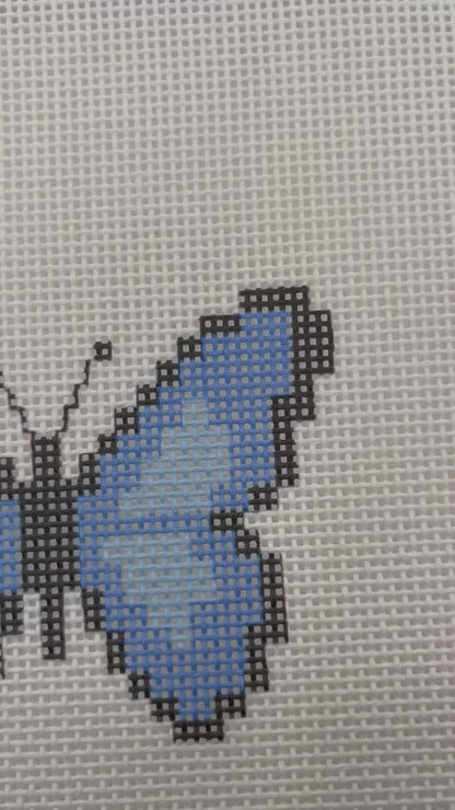 Blue Butterfly - 13 mesh - 8 x 8 - Needlepoint Canvas