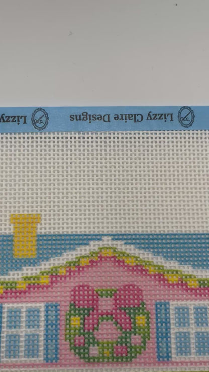Lizzy Claire's Happy Neighborhood House - 13 mesh - 10 x 10 -  Needlepoint Canvas