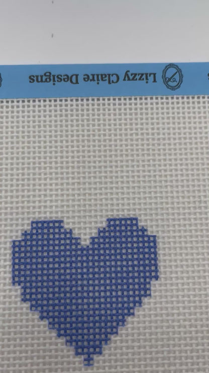 Blue Heart - Beginner Kit - 13 mesh - 6 x 6 - Needlepoint Canvas