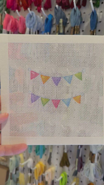 Happy Birthday Banner - 13 mesh - 7 x 7 - Needlepoint Canvas