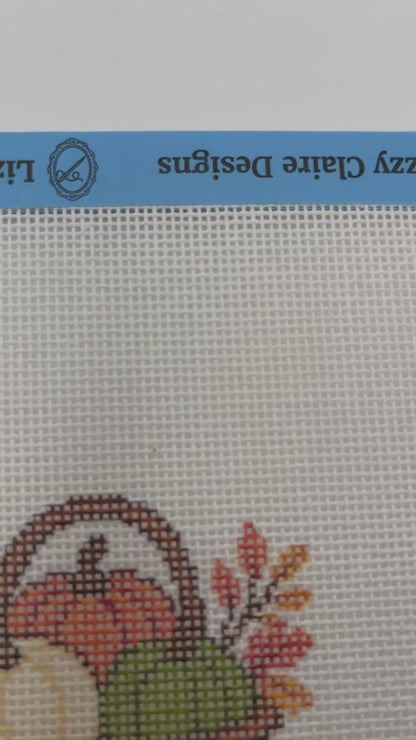 Fall Pumpkin Basket - 18 mesh - 6 x 6 - Needlepoint Canvas
