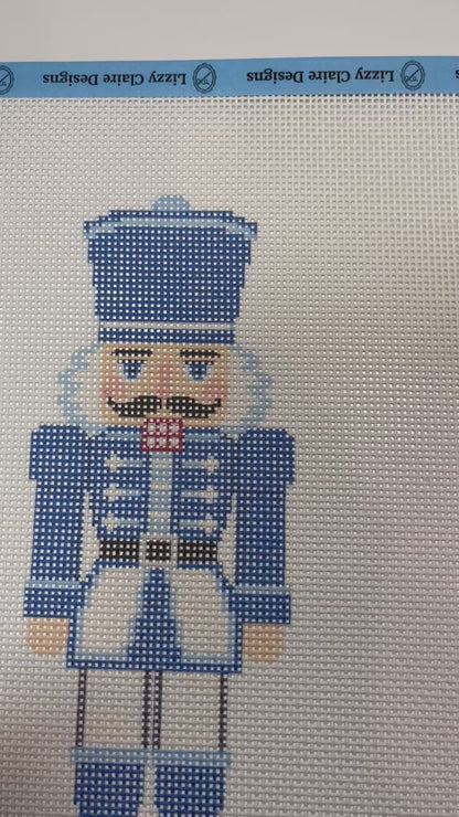 Lizzy Claire's Happy Neighborhood Large Blue Nutcracker - 13 mesh - 12 x 12 - Needlepoint Canvas