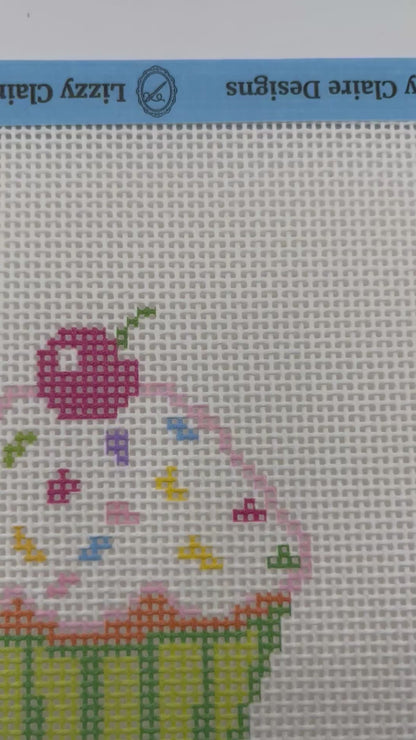 Happy Birthday Cupcake - 13 mesh - 7 x 7 - Needlepoint Canvas