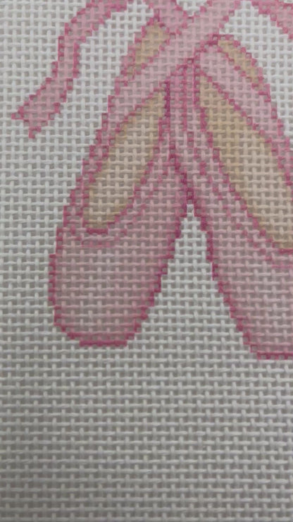 Pink Ballet Shoes - 13 mesh - 8 x 8 - Needlepoint Canvas