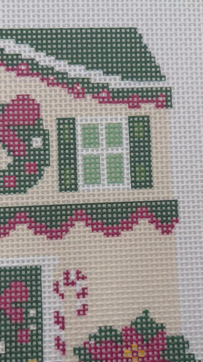 Lizzy Claire's Happy Neighborhood Christmas House - 13 mesh - 10 x 10 -  Needlepoint Canvas