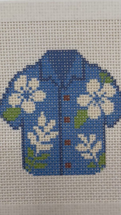 Blue Hawaiian Shirt - 13 mesh - 6 x 6 - Needlepoint Canvas
