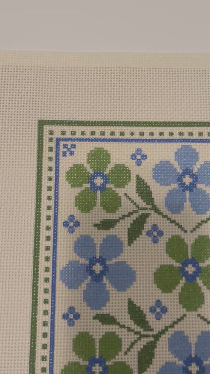Lizzy Claire Blue and Green Scarf - 13 mesh - 12 x 12 - Needlepoint Canvas