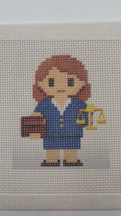 Lawyer Lizzy Claire - 13 mesh - 6 x 6 - Needlepoint Canvas