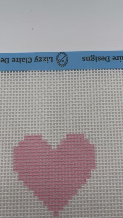 Pink Heart - Beginner Kit - 13 mesh - 6 x 6 - Needlepoint Canvas