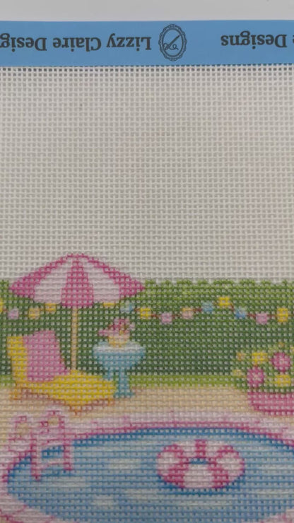 Lizzy Claire's Happy Neighborhood Pool  - 18 mesh - 8 x 8 - Needlepoint Canvas