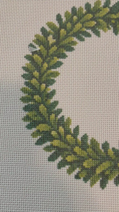 Boxwood Wreath - 13 mesh - 12 x 12 - Needlepoint Canvas