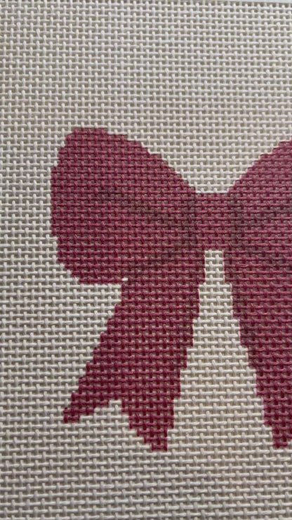 Red Simple Bow - 13 mesh - 8 x 8 -  Needlepoint Canvas