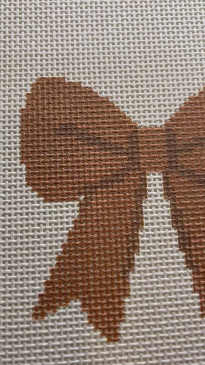 Brown Simple Bow - 13 mesh - 8 x 8 -  Needlepoint Canvas