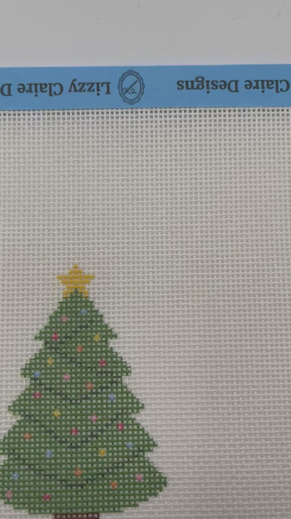 Christmas Tree with Lights and Star - 18 mesh - 7 x 7 - Needlepoint Canvas