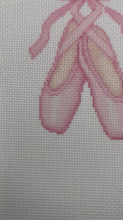 Pink Ballet Point Shoes - 18 mesh - 8 x 8 - Needlepoint Canvas
