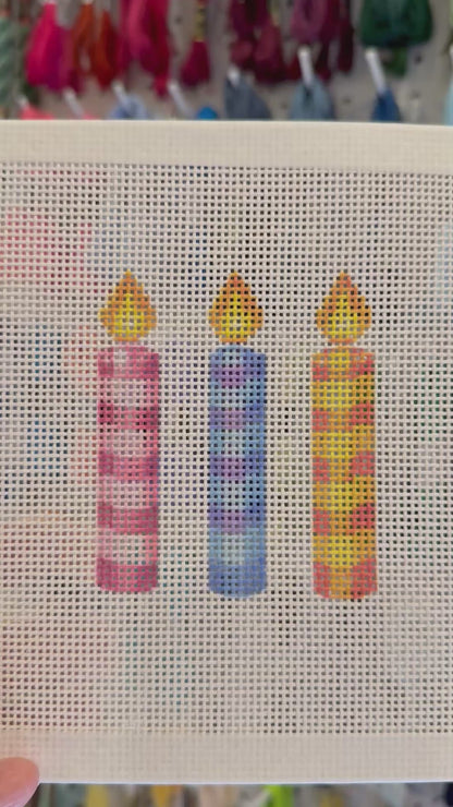 Happy Birthday Candles - 13 mesh - 7 x 7 - Needlepoint Canvas