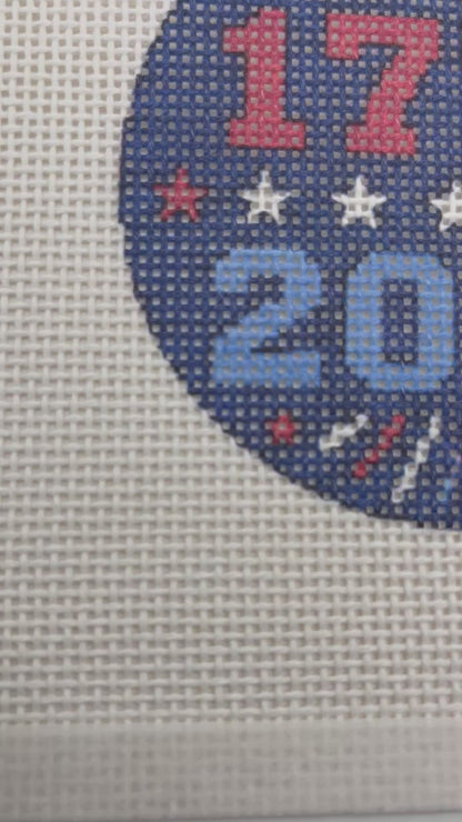 1776–2026 Patriotic - 13 mesh - 4 inch Round - 6 x 6 - Needlepoint Canvas