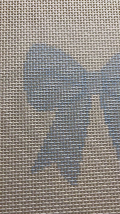 Light Blue Simple Bow - 13 mesh - 8 x 8 -  Needlepoint Canvas