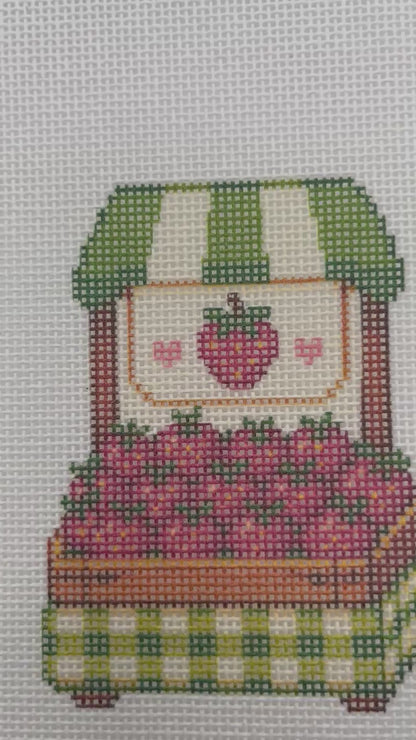 Strawberry Stand - Farmer's Market Collection - 18 mesh - 8 x 8 - Needlepoint Canvas