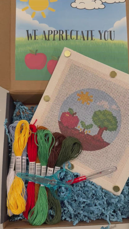 Teacher Appreciation Needlepoint Canvas Kit Box