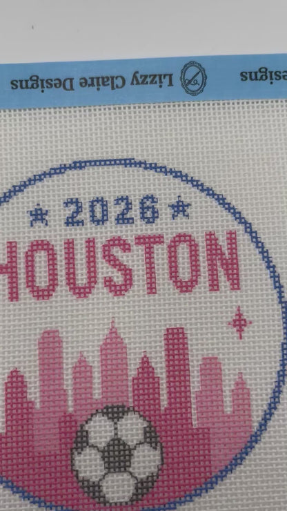 2026 Soccer Houston - 18 mesh - 4 inch Round - 6 x 6 - Needlepoint Canvas