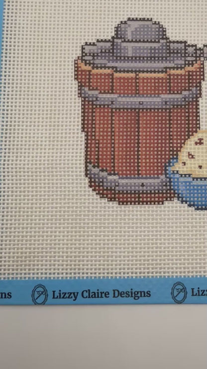 Old Fashioned Ice Cream Maker - 13 mesh - 7 x 7 - Needlepoint Canvas