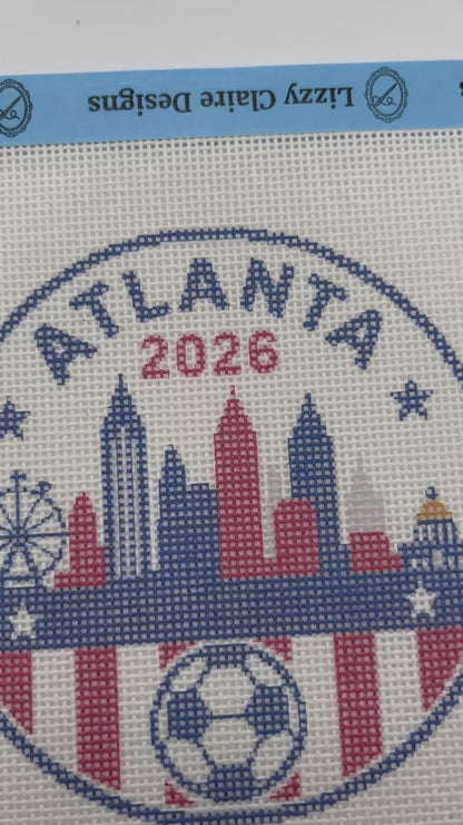 2026 Soccer Atlanta - 18 mesh - 4 inch Round - 6 x 6 - Needlepoint Canvas