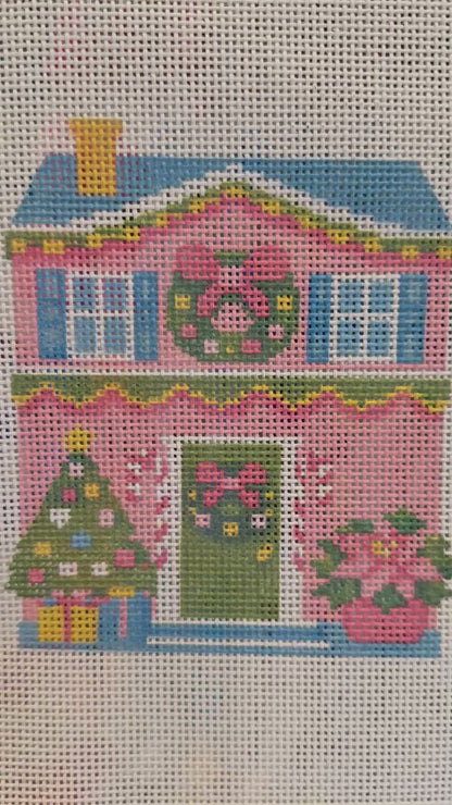 Lizzy Claire's Happy Neighborhood House - 13 mesh - 8 x 10 -  Needlepoint Canvas