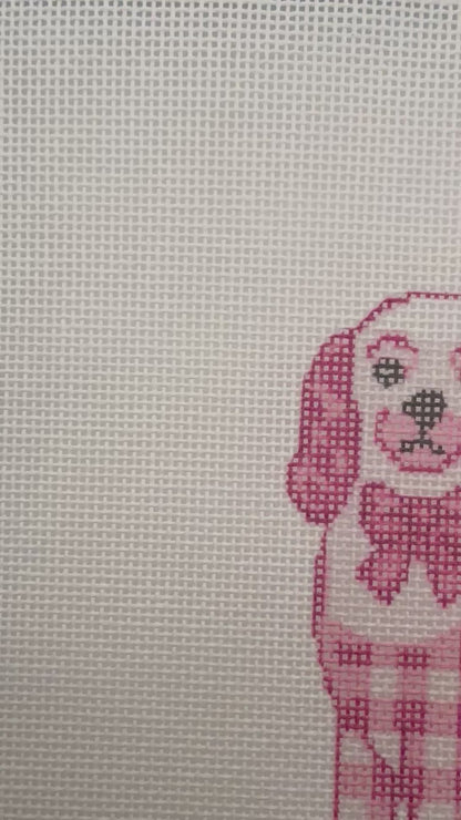 Pink Staffordshire Dog - 18 mesh - 8 x 8 - Needlepoint Canvas
