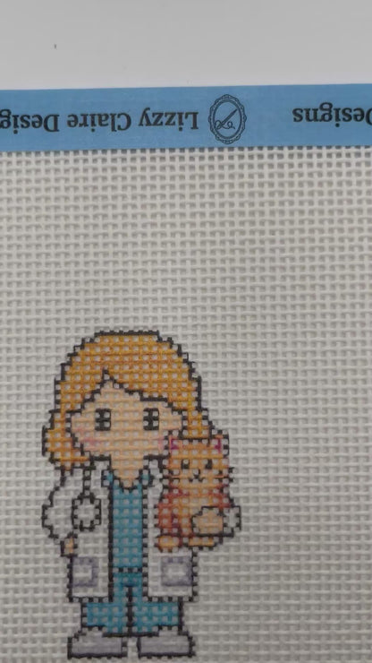 Veterinarian Lizzy Claire - 13 mesh - 6 x 6 - Needlepoint Canvas