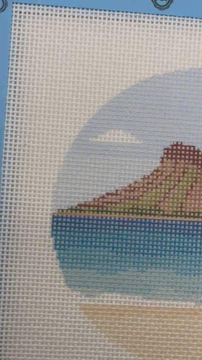 Diamond Head Crater - 18 mesh - 4 inch Round - 6 x 6 - Needlepoint Canvas